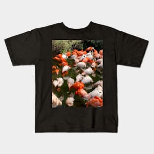 Bunch of Flamingos in a lake oil painting Kids T-Shirt